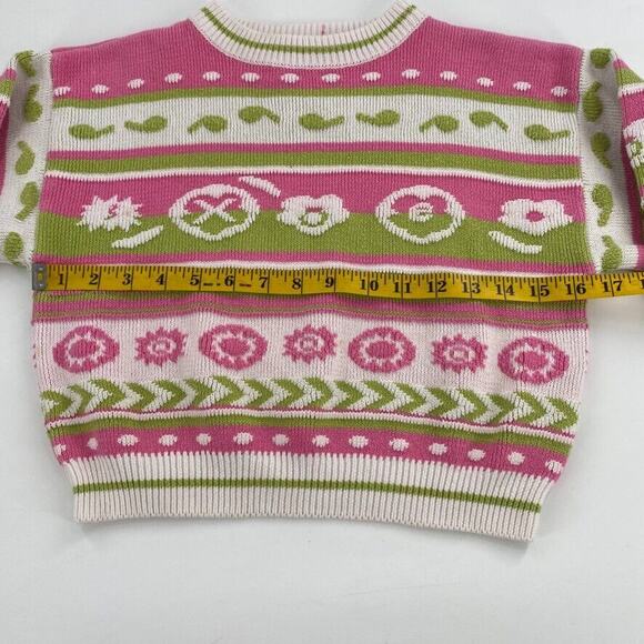 Mexx Girls Kids Pullover Knit Sweater Pink Green Floral Sun Print Sz M/110/116 - Picture 6 of 9